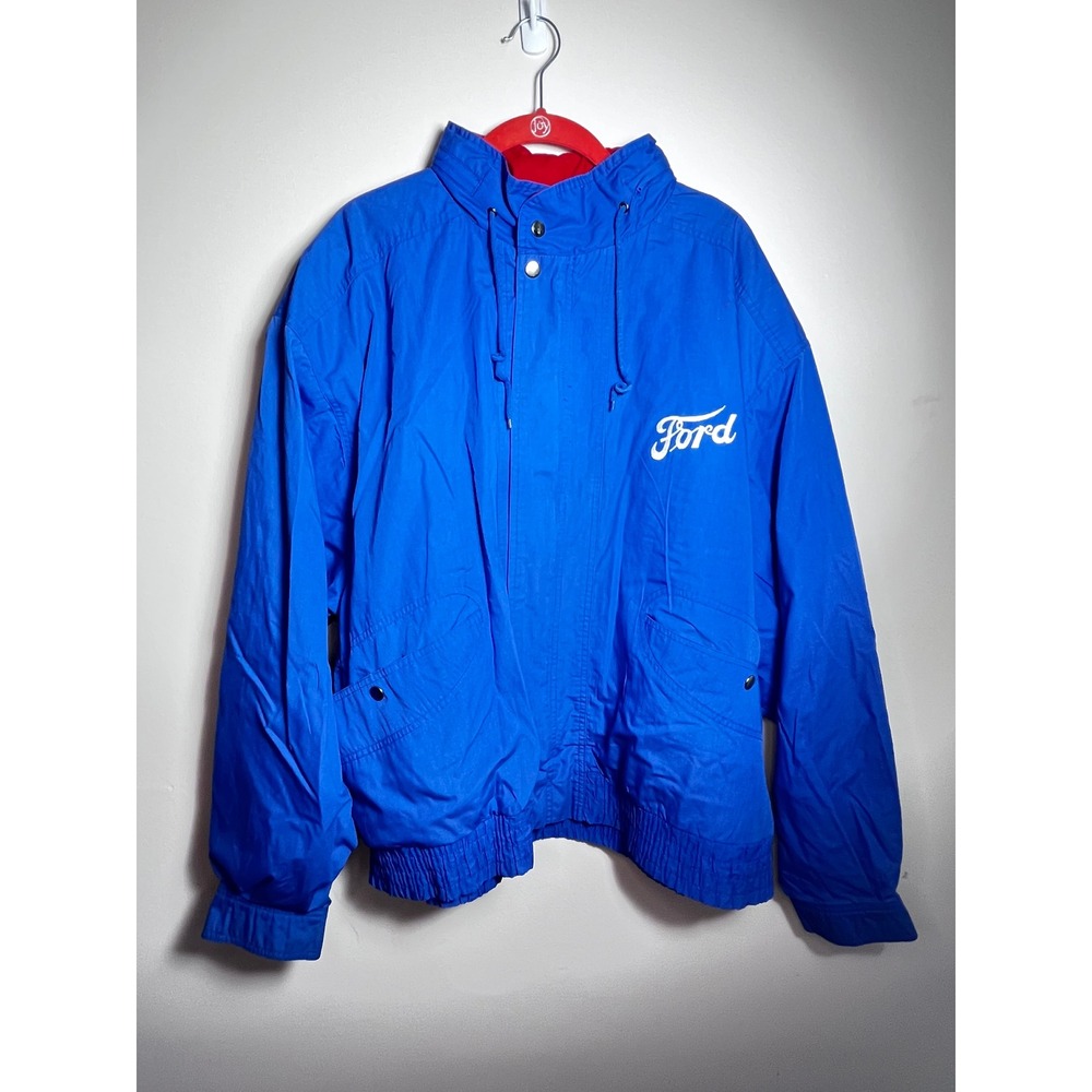 Hill & Archer Vintage Ford Windbreaker Jacket XL Blue Hooded Promo